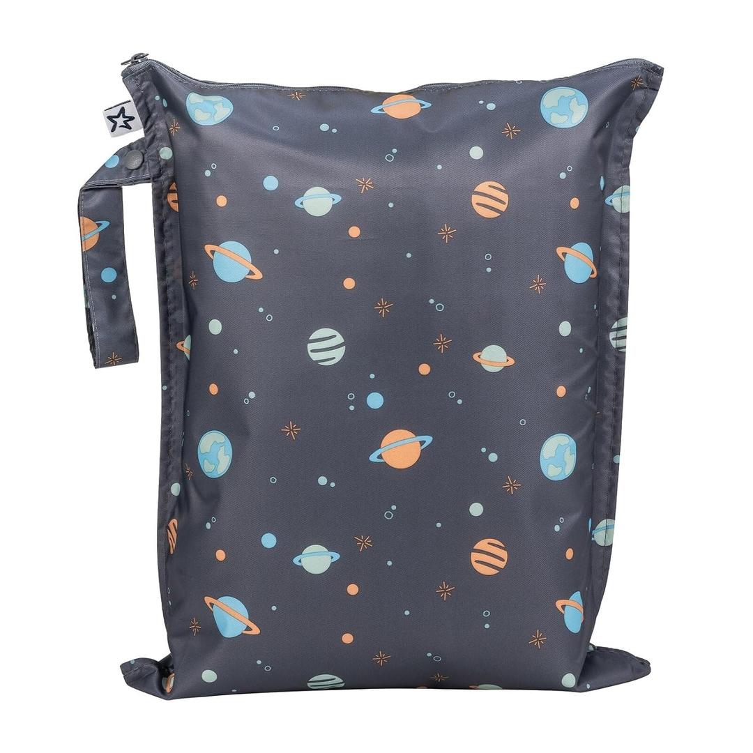 3 x Tiny Twinkle Mess Proof Wet Bags | 1-Pack Reusable Waterproof Wet Bags for Swimsuits | Baby Clothes | Travel & Diaper Bag (Space)