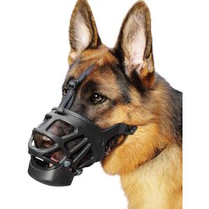 BARKLESS Basket Muzzle for Large Dogs, Humane Muzzle to Prevent Biting and Scavenging, Snap-on Treat Cover Helps Dogs Acclimatize Mouth Cover, Adjustable Mouth Guard for Positive Training, Grooming (XL, Black)