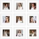 12x12 Picture Frame Set of 9, Display Pictures 8x8 with Mat or 12x12 without Mat, Multi Collage Gallery Square Photo Frames for Wall or Tabletop, White