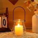 Cabilock 8PCS Hanging Candle Holder, Clear Glass Tealights Candle Holder with Handle, Decorative Succulent Vase Hanger Air Plants Terrariums for Christmas Festival Party Wedding Indoor Outdoor Decor