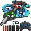Foam RC Airplane with Cool Led Light, 360 Flip and Headless Mode, Remote Control Airplane RC Plane for Kids Adults Aged 6+, RC Flying Toy for Kids, Birthday Gift - Black Blue