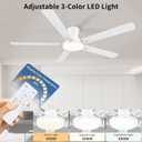 60 Inch White Ceiling Fans with Lights, Flush Mount Ceiling Fan with Remote | Low Profile 5 Blades 10 Inch Lighting Fixture, Quiet Reversible DC Motor for Living Room, Bedroom and Patio