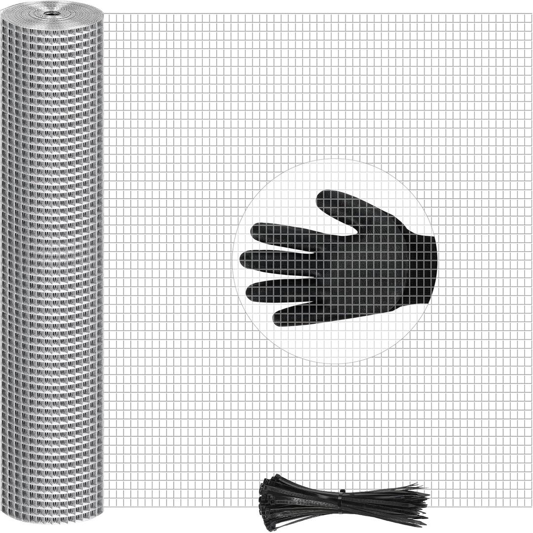 48in x 100ft Hardware Cloth Hot-Dip Galvanized Welded Wire Mesh - Heavy Duty 23 Gauge Chicken Wire Fencing for Garden, Chicken Coop, Rabbit Cage, Rodent & Predator Protection