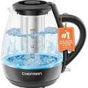 CHEFMAN 1.7L GLASS MATTE KETTLE W/REMOVABLE LID AND INFUSER