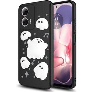 for Moto E14/Moto G24 Power/Moto G04/G04s/Moto G24 Case,Cartoon Cute Kawaii Fun Cool Funny Video Game Controller Design Phone Case,Full Body Protection Cover for Man Women Teen White Black Ghost