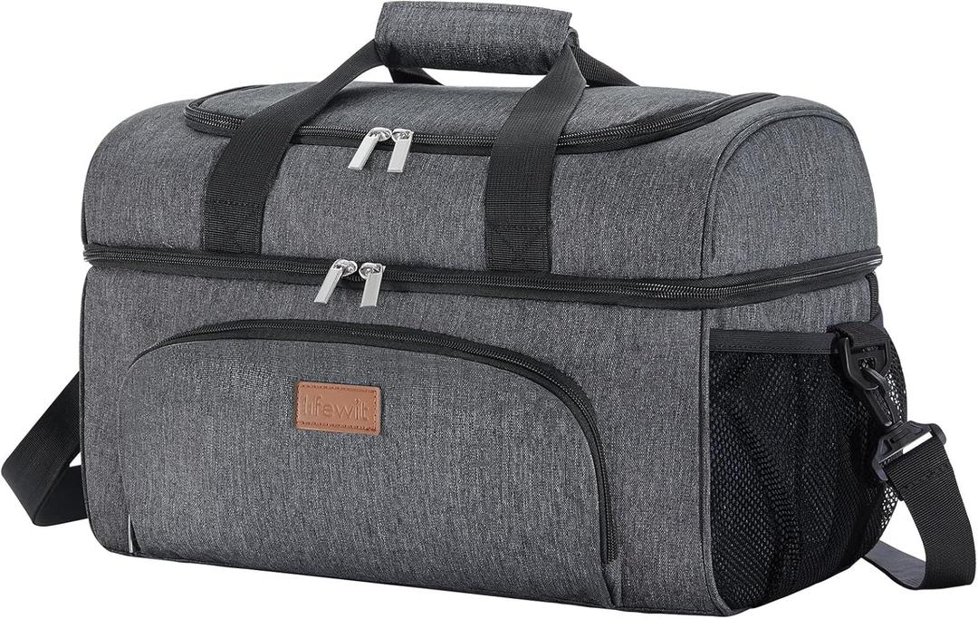 Lifewit Insulated Cooler Bag, 32/48 Can Large Leakproof Beach Cooler, Lightweight Portable Double Layer Soft-Sided Travel Ice Chest for Camping, Kayaking, Road Trips, Grocery Shopping (Dark Gray)