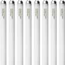 8 Pack 24 inch F17T8 17 Watts Light Bulb 2 Foot Straight Fluorescent Tube T8 Tube Light Cool White 1400 Lumen G13 Medium Bi-Pin Cap 8 Count (8 Pcs-Cool White)