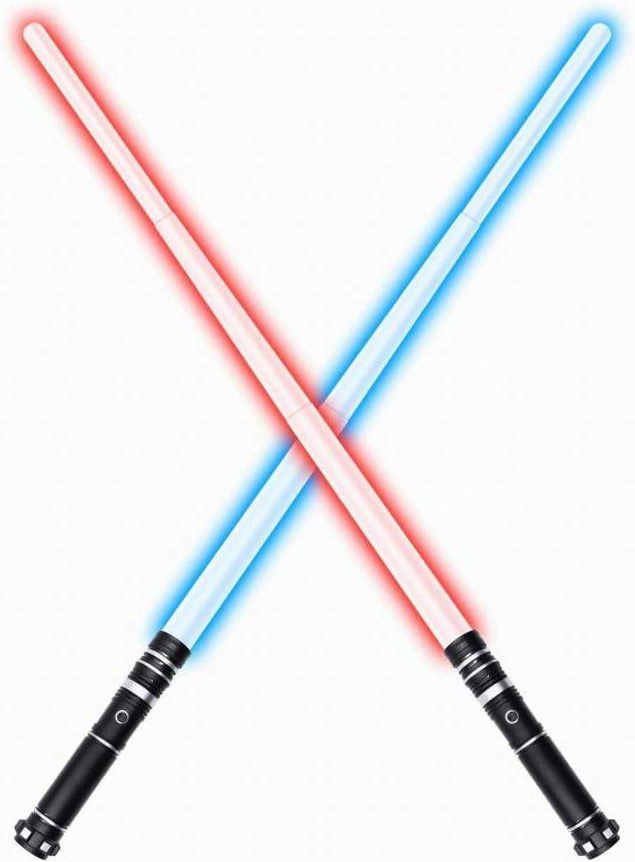 Retractable Light Sabers for Kids - 7 Colors with Sound Effects Light Up Saber Mini Light Saber Sword Toys for Boys Girls Party Supplies Halloween Birthday Toy - 2 Pack (Multiple)