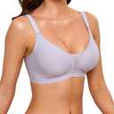 COOL CUTE Jelly Bras for Women No Underwire Sexy V-Neck Mesh Comfy Wireless Bralettes Seamless Everyday Tshirt Bra (Dreamypurple, Medium)