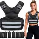 Adjustable Weighted Vest for Women and Men, 20-32 lbs Weight Vest with 6 Ironsand Bags, Storage Pocket and Reflective Stripes for Walking, Workout and Strength Training