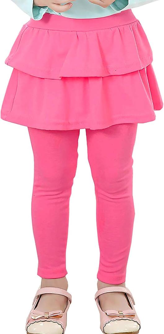 RieKet Girls School Uniform Pants Warm Stretchy Athletic Leggings with Skirt Rose 5-6 Years