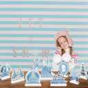 9pcs Frozen Themed Wooden Happy Birthday Signs Centerpieces for Girls' Birthday Party Table Decorations (Blue and White)
