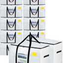 Extra Large Moving Bags, 12 Pack Heavy Duty Storage Bags Boxes Bins Totes with Hnadles Zippers Visible Window for Clothes College Dorm Travel, Clear