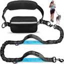 Uppetly Hands Free Dog Running Leash with Zipper Pouch, Dual Handle, Elastic Bungees Retractable Rope for Medium and Large Dogs, Waist Bag Pack Carry Phones for Walking Hiking Biking (Large, 25-120lb)
