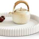 Coffee Table Tray, Home Decor Round Tray, Concrete White Coffee Table Decor Trays, Serving Decorative Trays for Dining Table (11")