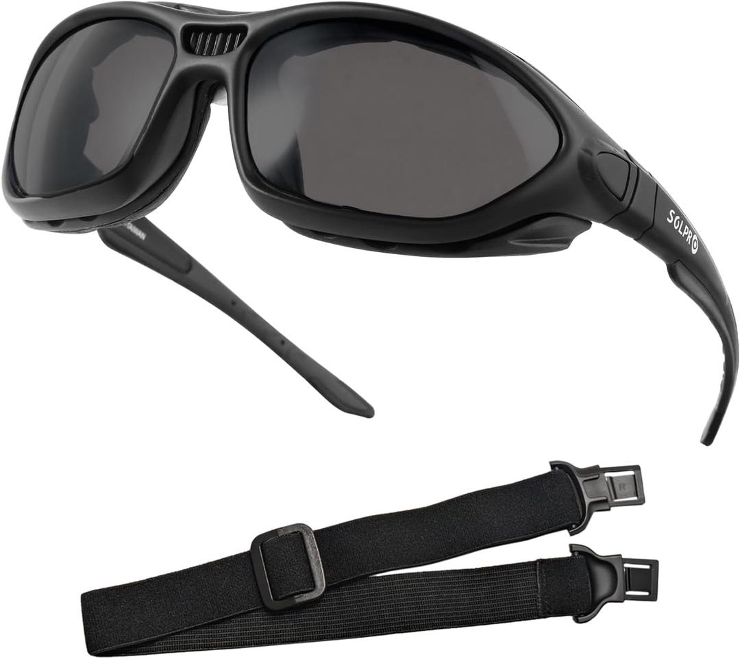 Anti-Fog Safety Motorcycle Riding Sunglasses Foam padded Goggle, Dustproof, Windproof, Hunting, Hiking, Golfing (Black - Smoke)
