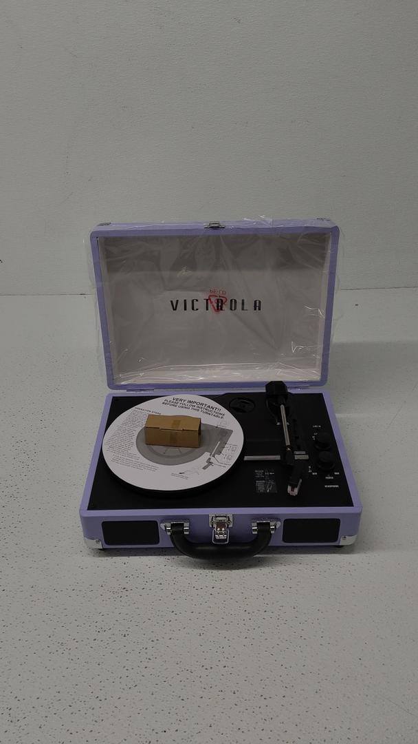 Victrola Vintage 3-Speed Bluetooth Portable Suitcase Record Player with Built-in Speakers  Upgraded Turntable Audio Sound Includes Extra Stylus  Lavender (VSC-550BT-LVG)