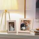 Eletecpro 2.5x3.5 Enamel Picture Frame with Real Glass Cover, 1 Pack Pink Photo Frames with Gold Metal Edge, Horizontal and Vertical Display Pictures 2.5x3.5 for Tabletop and Wall Decor