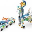 Collision Transforming Deer Car Toy, 2-Pack Magnetic Animal-Shape Change Cars, Fun Gift for Boys and Girls (Blue)