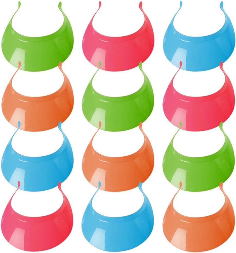 ArtCreativity Neon Plastic Visors, Set of 12, Sun Visors for Kids and Adults in Assorted Neon Colors, Sun Protection Hats with a Universal Fit, Outdoor Party Favors, and Retro Costume Accessories