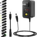 SHNITPWR 30W Universal Power Supply 3V 4.5V 5V 6V 7.5V 9V 12V Adjustable Variable AC/DC Adapter with 5V 2.1A USB Port, 100V-240V AC to DC 3V~12V Converter 0.5A 1A 1.2A 1.5A 2A 2.5A Max with 14 Tips
