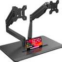 suptek Dual Monitor Mount Gas Spring Monitor Arm Desk Stand with Base,Free Standing Pneumatic Height Adjustable Monitor Stand for 17 to 34 inch,Holds up to 24.25 lbs, Black (ML8SPX)