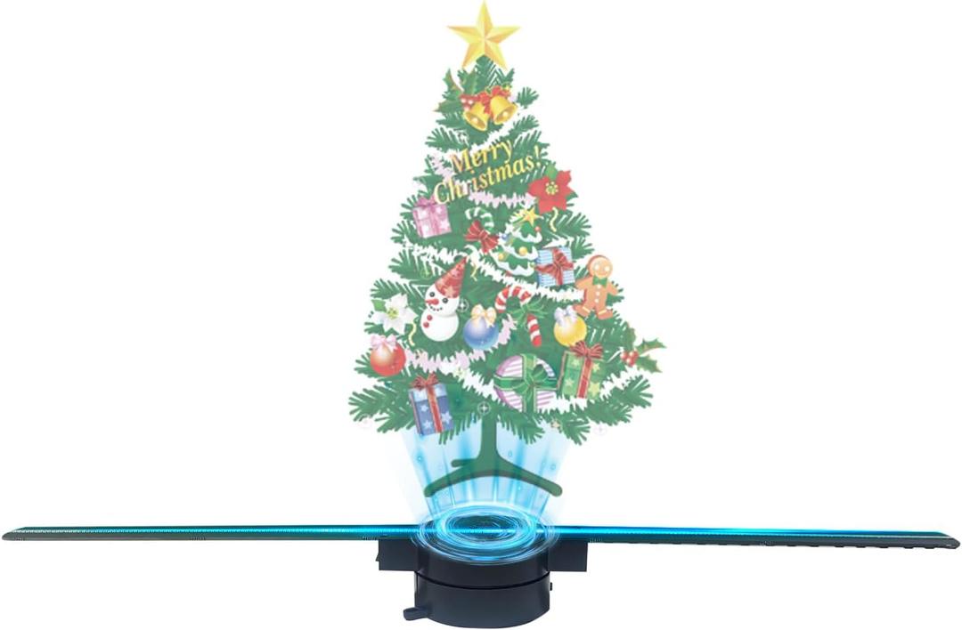 42CM 3D Hologram Fan, 16.5" WiFi Projector with 1500+ Video Library, 232 LEDs, Bluetooth Audio & Remote Control, High Brightness Display for Business Sign, Bar, Halloween & Christmas Decor