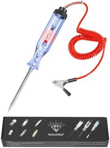 Test Light Automotive,Circuit Tester 6V-12V-24V,Heavy Duty Light Tester and Bidirectional Voltage Tester, for Continuity Voltage, for Sedan, SUV, RV, Truck (Red,Round Shape-LED Bulb,4 Pack