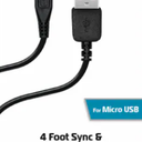 ZGEAR 4' MICRO USB DATA CABLE BK EA