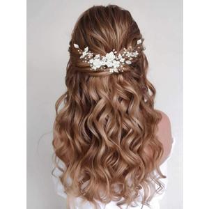 CASDRE Flower Bride Wedding Hair Vine Pearl Bridal Headpiece Leaf Hair Accessories Hair Piece for Women and Girls (A Silver)