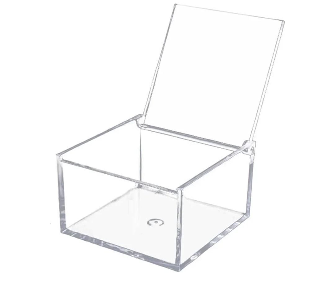 KissYou Acrylic Box Clear Boxes with Hinged Lid Transparent Display Square Cube Storage Organizer Containers for Wedding,Birthday and Jewelry,Cake,Candy