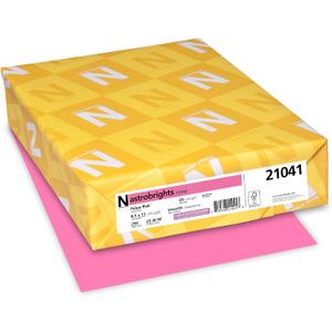 Astrobrights Colored Card Stock, Bright Color Cover Paper, 8 1/2" x 11", FSC Certified, 65 Lb, Pulsar Pink, 250 Count (Pack of 1)