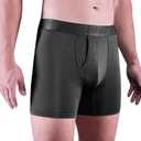 Men's Underwear 3 Pack Micro Modal Boxer Briefs Open Fly (Black, XXL)
