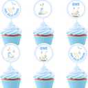 Cheereveal 24Pcs Blue Silly Goose Cupcake Toppers, One Silly Goose Cupcake Picks 1st Birthday Party Cake Decorations, Farm Animal Themed First Bday Baby Shower Party Supplies