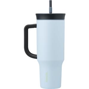 Stainless Steel Triple Layer Insulated Travel Tumbler with Spill Resistant Lid, Straw, and Carry Handle, BPA Free, 40 oz, Blue (The Great Blue)