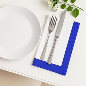 PurpleEssences Blue and White Cloth Napkins - 18x18 Set of 6-100% Cotton Elegant Hemstitch Dinner Napkins with 1" Solid Edges, Durable, Washable - Fall Thanksgiving Table Dcor