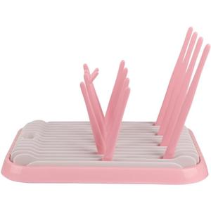 Baby Bottles Drying Rack, Folding Drainer for Feeding Bottles Accessories Dryer Holder(Pink)