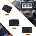 Curved Laydown License Plate Mount Frame Compatible with Harley 3 Hole Rear Fender Mount Replacement for 3148 (Black)