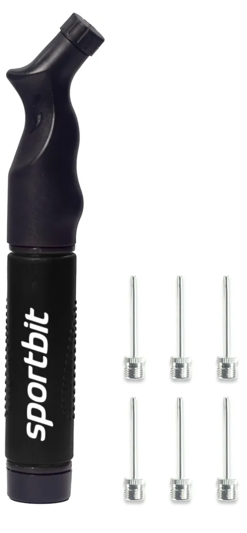 SPORTBIT Ball Pump for Sports Balls - Push & Pull Inflating System - Hand Pump for All Exercise Balls - Volleyball Pump, Basketball Inflator, Football & Soccer Ball Air Pump - Goes with 5 Needles Set