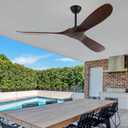 60'' Solid Wood Blades Ceiling Fan without Light,Quiet and Large Airflow with Speed Memory Function,Outdoor Ceiling Fan no Light for Living Room,Bedroom,Porch (Walnut)