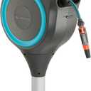 GARDENA 18604 | 50' x 1/2" Automatic Retractable Garden Hose Reel for Outside Use on Metal Spike With Easy Swivel for Simple Watering of Gardens and Grass. Easy Installation in Ground