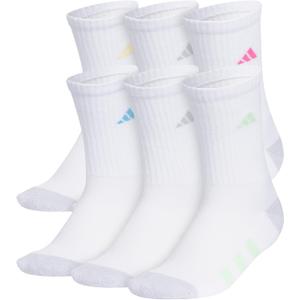 Adidas Unisex Youth Athletic Cushioned 6-Pack, Crew Socks Kids for Sports, Durable & Breathable
