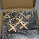 11.8x11.8 Inch Tic Tac Toe Wood Game Board Coffee Table Decor Modern Wooden for Board Table Top Living Room Decor Fun Family Party Adults Travel, Ages15+ (Black Gold)