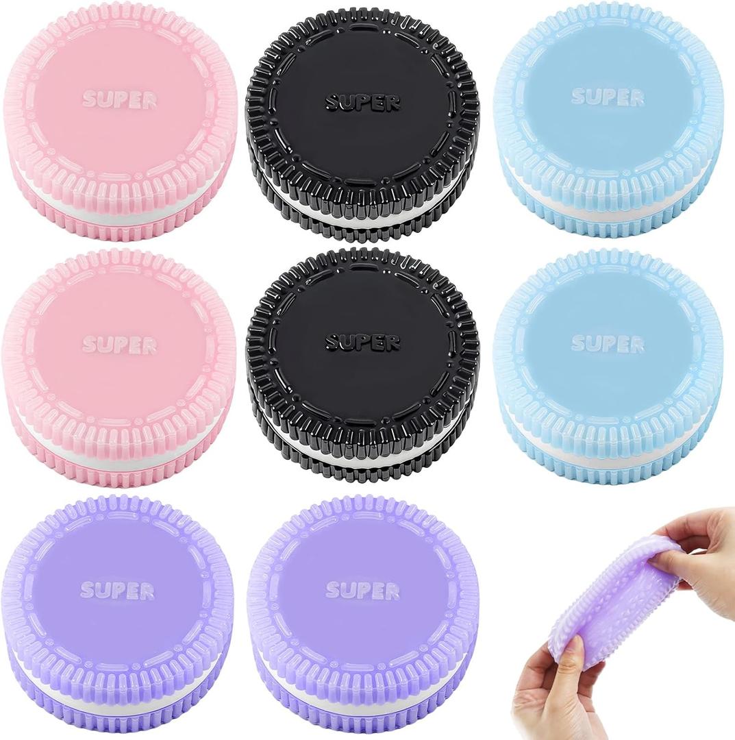 Sticky Cookie Squishies Fidget Toys Adults, Squeeze Toys Fidget Toys for Autism, Stress Balls for Adults Fidgets Birthday Easter Basket Stuffers(8 Pack Pink Black Green Purple)