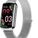 Health Fitness Tracker with 24/7 Heart Rate, Smart Watch with Blood Pressure and Blood Oxy-gen Monitor, Bulit-in 120+ Sport Mode, Waterproof Sleep Tracker for Women Men (Metal Silver)