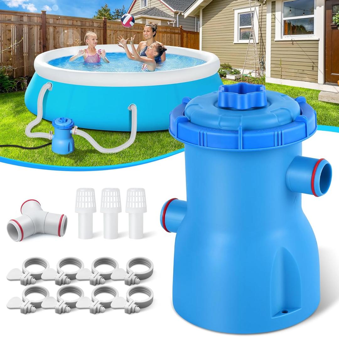 300 GPH ETL Certified Pool Filter Pump for Small Above Ground Pool | Pool Cartridge Filter Pump System with GFCI, Safety & Reliable Water Circulation Pumps - Rapidly Capture Debris - Dark Blue