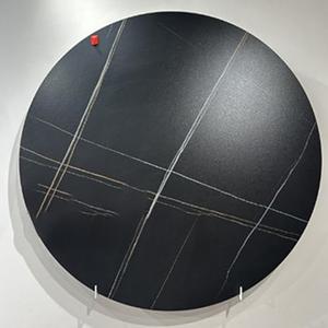 Round Table Dining Table Turntable Home Rock Plate Turntable Restaurant Marble Round Table Rotating Stone Turntable Tabletop (Single)(Black,80cm(32inch))