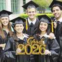 Graduation Party Decorations for Class of 2026 - Gold Grad 2026 Wood Sign Photo Prop for Class of 2026 College High School Graduation Party Supplies