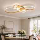 66W Dimmable Modern LED Ceiling Light Fixtures 3000K-6000K Black Flush Mount Ceiling Lights with Remote Dimmable Ceiling Lamp for Bedroom, Dining Room, Kitchen (Gold), 31.5inches