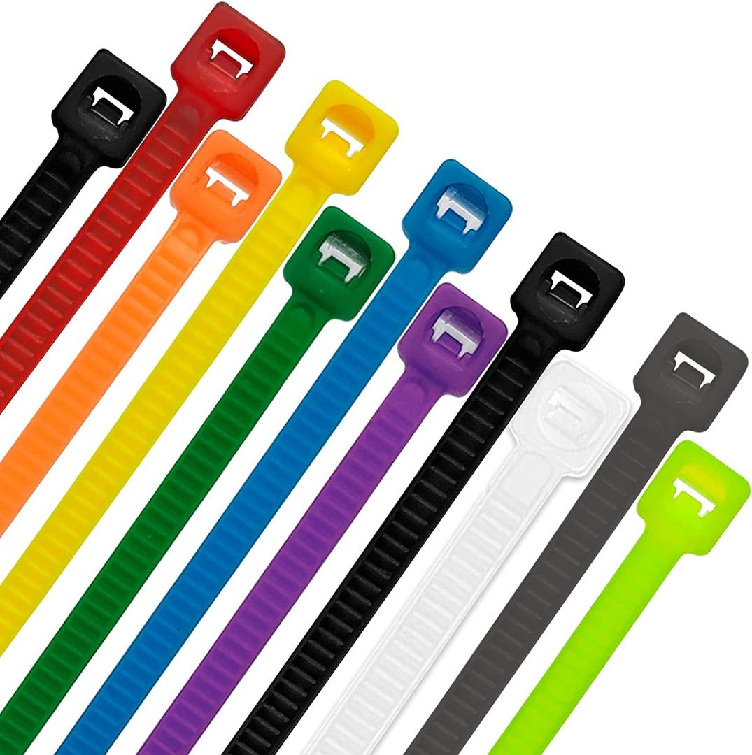 8 Inch 1000pcs Colored Zip Ties 20lb Strength, Multi-Purpose Cable Ties